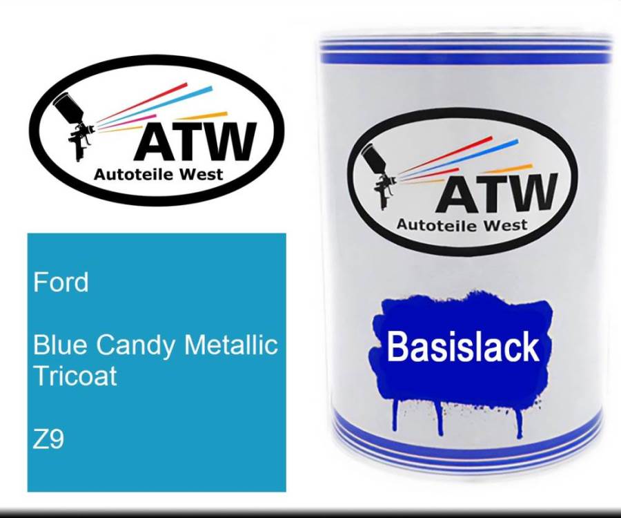 Ford, Blue Candy Metallic Tricoat, Z9: 500ml Lackdose, von ATW Autoteile West.